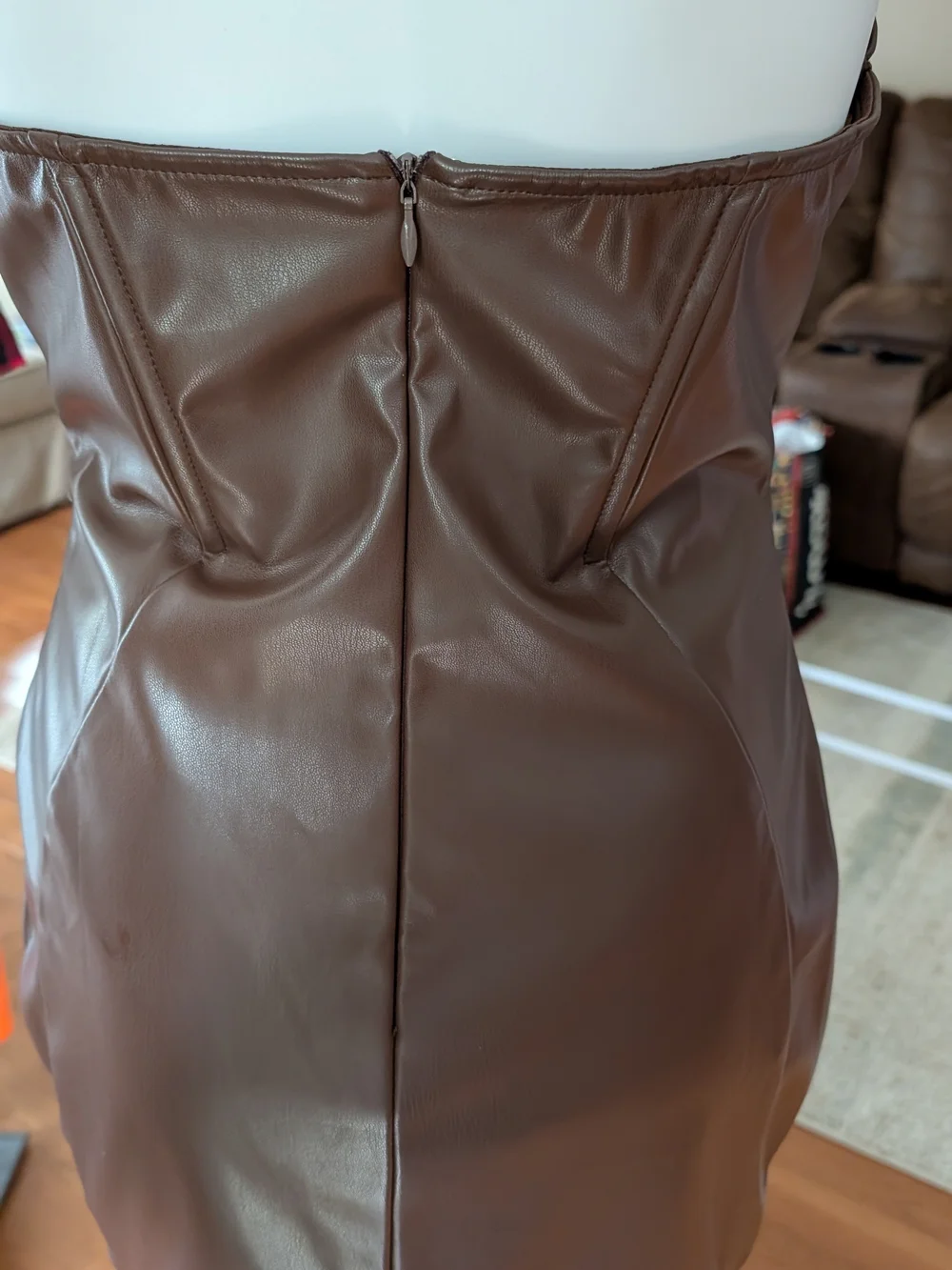 Fashion Nova Brown Faux Leather Mini Dress - Picture 3 of 6